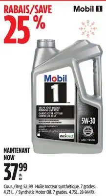 Canadian Tire Synthetic Motor Oil offer