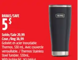 Canadian Tire Thermos Stainless Steel Tumbler, 530mL. With locking lid offer