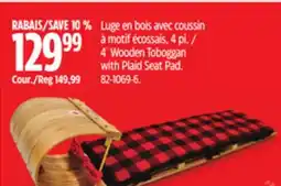 Canadian Tire Streamridge 4´ Wooden Toboggan with Plaid Seat Pad offer