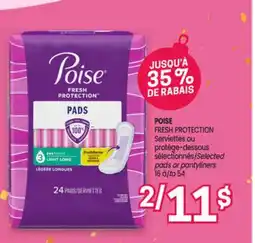 Uniprix POISE FRESH PROTECTION Serviettes ou protège-dessous sélectionnés offer