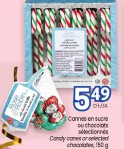 Uniprix Cannes en sucre ou chocolats sélectionnés / Candy canes or selected chocolates offer