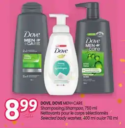Uniprix DOVE, DOVE MEN+CARE Shampooing/Shampoo, Nettoyants pour le corps sélectionnés/Selected body washes offer