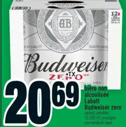 Super C BIÈRE NON ALCOOLISÉE LABATT BUDWEISER ZERO | NON-ALCOHOLIC BEER offer