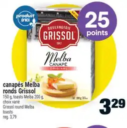 Super C CANAPÉS MELBA RONDS GRISSOL | GRISSOL ROUND MELBA TOASTS offer