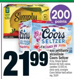 Super C EAU PÉTILLANTE ALCOOLISÉE COORS SELTZER | COORS SELTZER HARD SELTZER offer