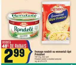 Marché Adonis fromage rondelé ou emmental râpé Président | Président rondelé or shredded emmental offer