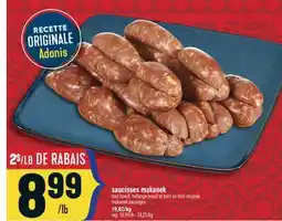 Marché Adonis SAUCISSES MAKANEK | MAKANEK SAUSAGES offer