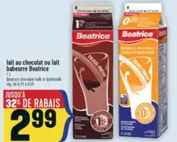 Marché Adonis LAIT AU CHOCOLAT OU LAIT BABEURRE BEATRICE | BEATRICE CHOCOLATE MILK OR BUTTERMILK offer