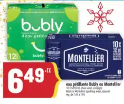 Marché Adonis EAU PÉTILLANTE BUBLY OU MONTELLIER | BUBLY OR MONTELLIER SPARKLING WATER offer