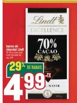 Marché Adonis BARRES DE CHOCOLAT LINDT | LINDT CHOCOLATE BAR offer