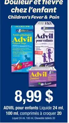 Jean Coutu Advil Liquid 24 ml, 100 ml, chewable tablets 20 offer
