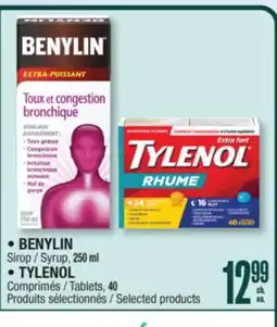 Jean Coutu BENYLIN, TYLENOL Produits sélectionnés offer