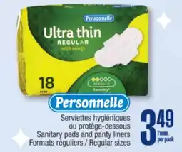 Jean Coutu PERSONNELLE Sanitary pads and panty liners offer