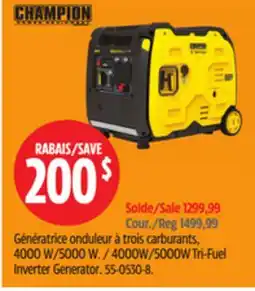 Canadian Tire 4000W/5000W Tri-Fuel Inverter Generator offer