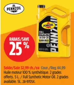Canadian Tire Pennzoil Full Synthetic Motor Oil offer