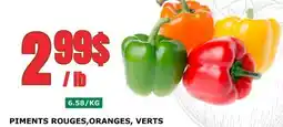 Marches Tau PIMENTS ROUGES,ORANGES,VERTS OU JAUNE BIOLOGIQUES offer