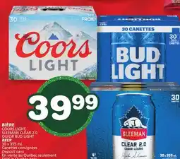 Marches Tradition COORS LIGHT, SLEEMAN CLEAR 2.0 OR BUD LIGHT BEER offer