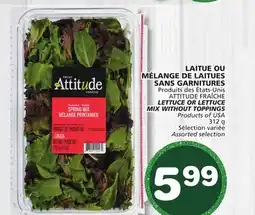 Marches Tradition ATTITUDE FRAÎCHE LETTUCE OR LETTUCE MIX WITHOUT TOPPINGS offer