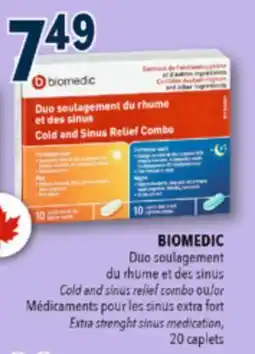 Familiprix BIOMEDIC, Cold and sinus relief combo or Extra strenght sinus medication, 20 caplets offer