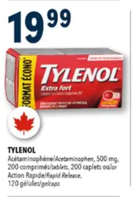 Familiprix Tylenol value pack extra strength 500mg acetaminophen easy to swallow tablets 200un offer