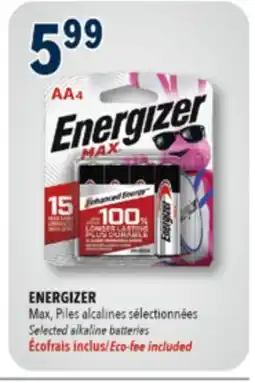 Familiprix ENERGIZER, Max, Selected alkaline batteries offer