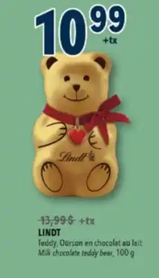 Familiprix LINDT, Teddy, Milk chocolate teddy bear, 100 g offer