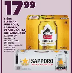 Provigo BIÈRE SLEEMAN, UNIBROUE, SAPPORO, KRONENBOURG, OU LANDSHARK, 12 X 330/355 ML offer