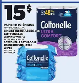 Provigo PAPIER HYGIÉNIQUE 12=48 ROULEAUX OU LINGETTES JETABLES 4 UN. COTTONELLE offer