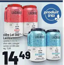 Metro CIDRE LOT 300 LACROIX | LACROIX LOT 300 CIDER offer