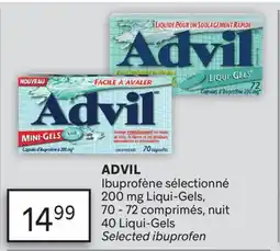 Brunet ADVIL Ibuprofène sélectionné 200mg Liqui-Gels, 70-72comprimés, nuit 40Liqui-Gels offer