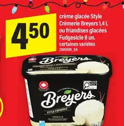 Maxi CRÈME GLACÉE STYLE CRÈMERIE BREYERS 1,4 L OU FRIANDISES GLACÉES FUDGESICLE 8 UN offer