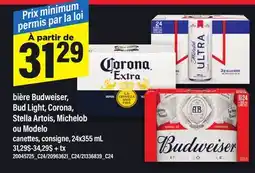 Maxi BIÈRE BUDWEISER, BUD LIGHT, CORONA, STELLA ARTOIS, MICHELOB OU MODELO , 24x355 mL offer