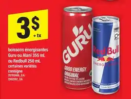 Maxi BOISSONS ÉNERGISANTES GURU OU ALANI, 355 ML OU REDBULL, 250 ML offer
