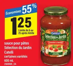 Maxi SAUCE POUR PÂTES SÉLECTION DU JARDIN CATELLI, 600 mL offer