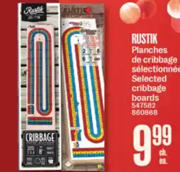 Jean Coutu RUSTIK Selected cribbage boards offer
