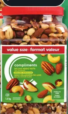 IGA COMPLIMENTS FORMAT VALEUR DELUXE MIXED NUTS OR CASHEWS offer