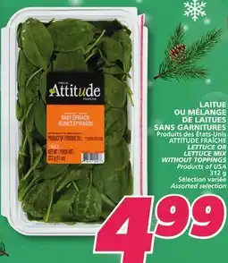 IGA ATTITUDE FRAÎCHE LETTUCE OR LETTUCE MIX WITHOUT TOPPINGS offer