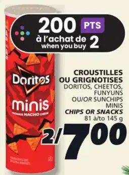 IGA DORITOS MINIS CHIPS OR SNACKS offer