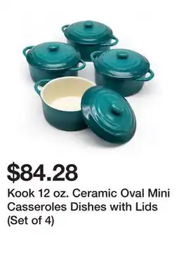 Wayfair Kook 12 oz. Ceramic Oval Mini Casseroles Dishes with Lids (Set of 4) offer