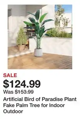 Wayfair Artificial Bird of Paradise Plant Fake Palm Tree for Indoor Outdoor offer