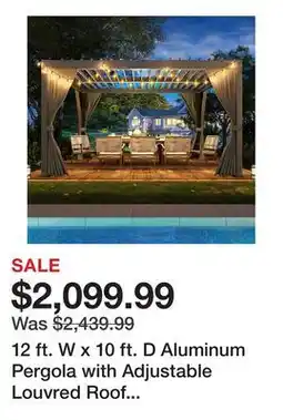 Wayfair 12 ft. W x 10 ft. D Aluminum Pergola with Adjustable Louvred Roof Waterproof Curtains and Nets offer