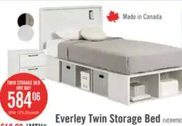 The Brick Everley Platform Bed Set with Panel Headboard, Built-in Storage & Baskets, White - Twin Size offer