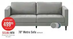 The Brick Metro 78 Fabric Sofa with Tufted Seat Cushions and Reversible Back Cushions - Grey offer