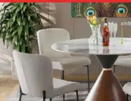 The Brick Alwin 5pc Dining Set with Table & 4 Chairs, Sintered Stone Top, Metal, 47.25W Round - Brown/White offer