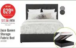 The Brick Jace Upholstered Storage Platform Bed in Grey Fabric, Tufted - Queen Size offer