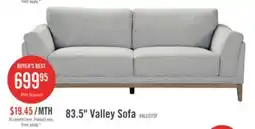 The Brick Valley 83.5 Fabric Sofa with Rubberwood Base and Legs - Grey offer