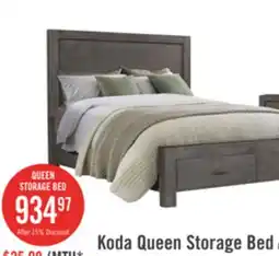 The Brick Koda Platform Storage Bed with Headboard & Frame, Wooden, Grey - Queen Size offer