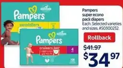 Walmart Pampers super econo pack diapers offer