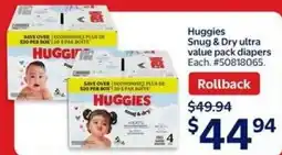 Walmart Huggies Snug & Dry ultra value pack diapers offer