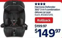 Walmart Harmony Defender 360° 3-in-1 combination deluxe car seat offer
